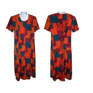 Vintage Maxi Dress Women's Size 16 Boho Festival Bohemian Print Hippie